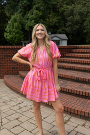 Two-Tone Bow Flutter Dress