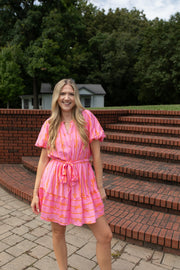Two-Tone Bow Flutter Dress