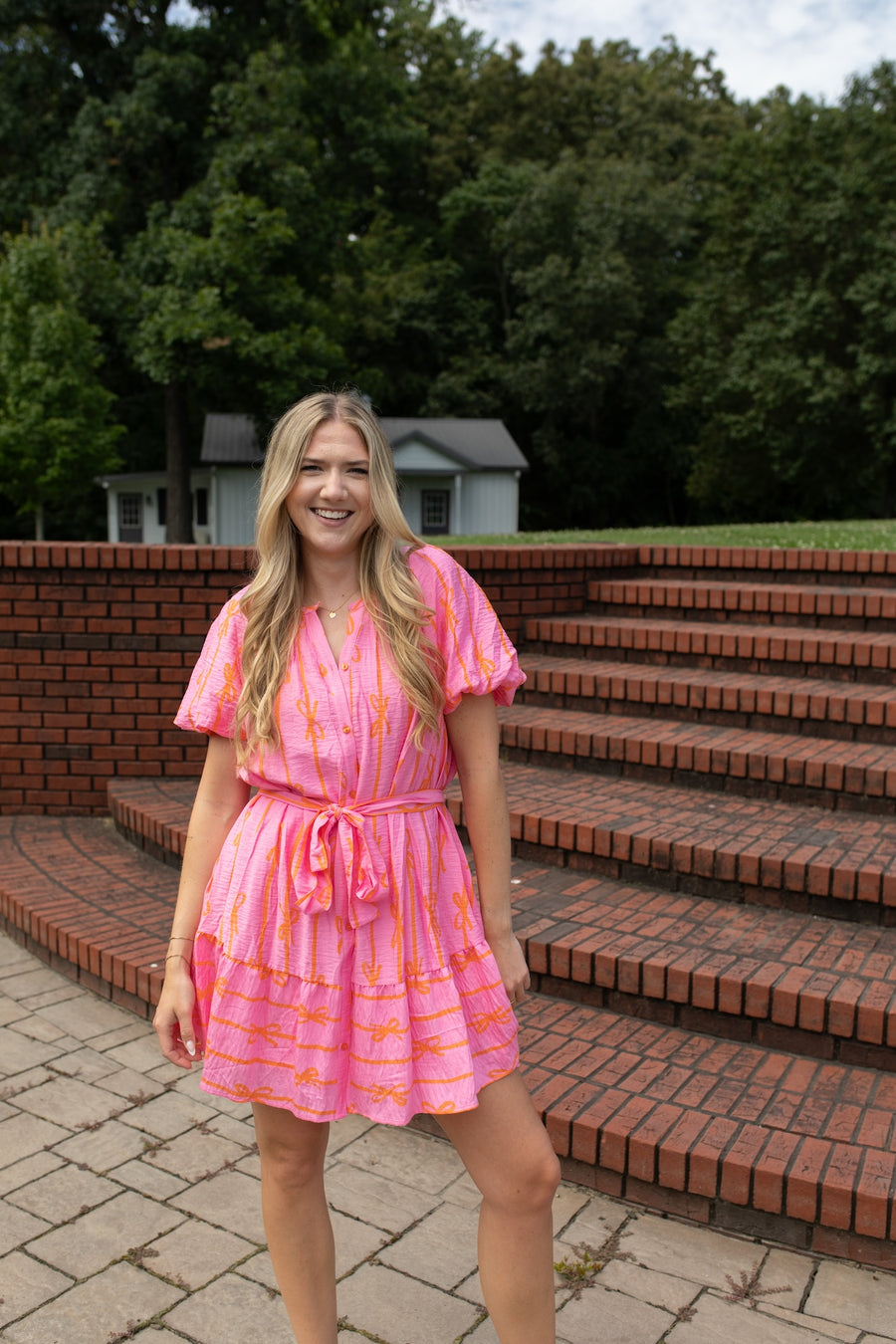 Two-Tone Bow Flutter Dress
