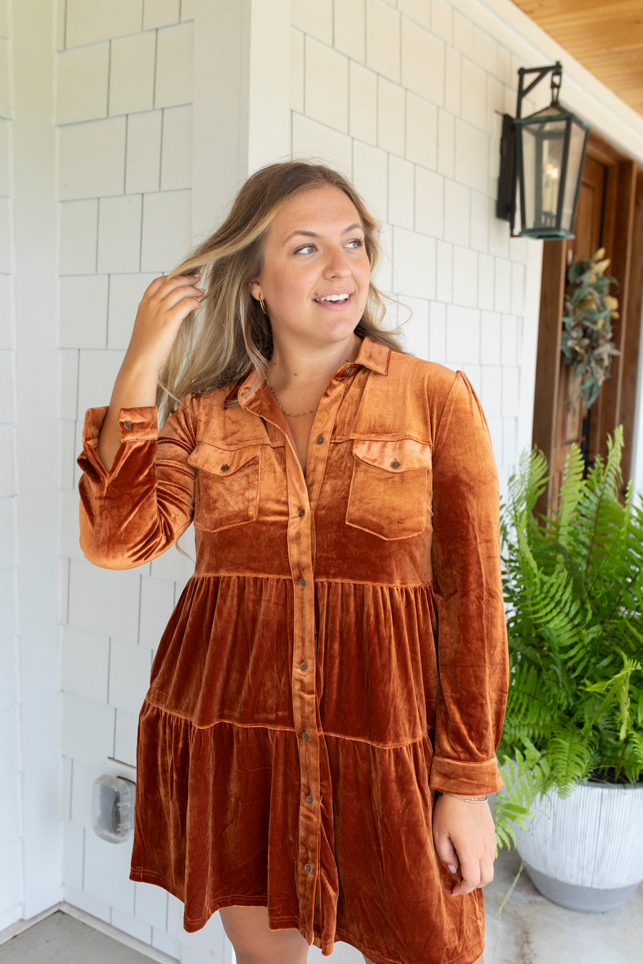 Velvet Fall Button Up Dress Velvet Fall Button Up Dress