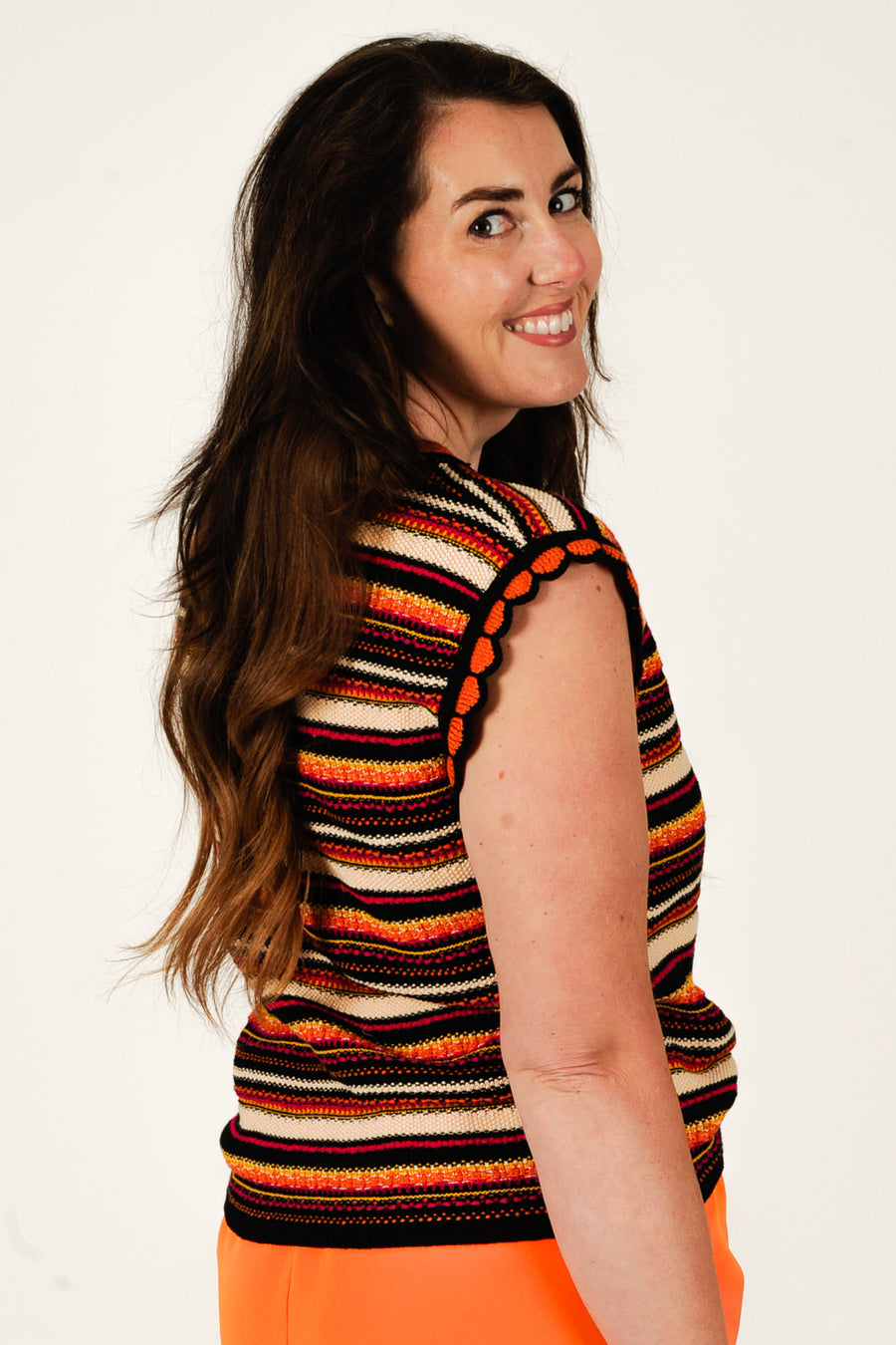 Spiced Striped Sleeveless Sweater