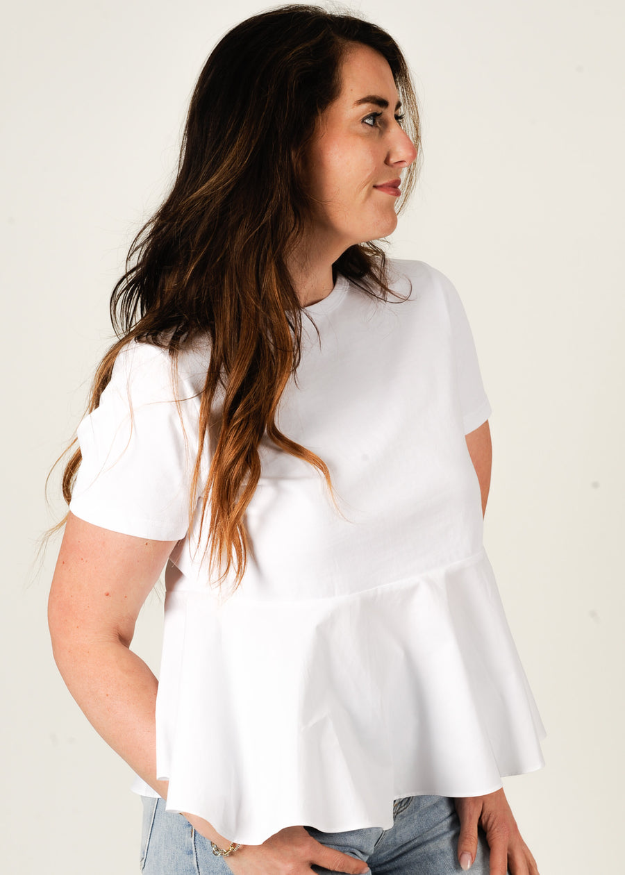 Modern Contrast Peplum Blouse