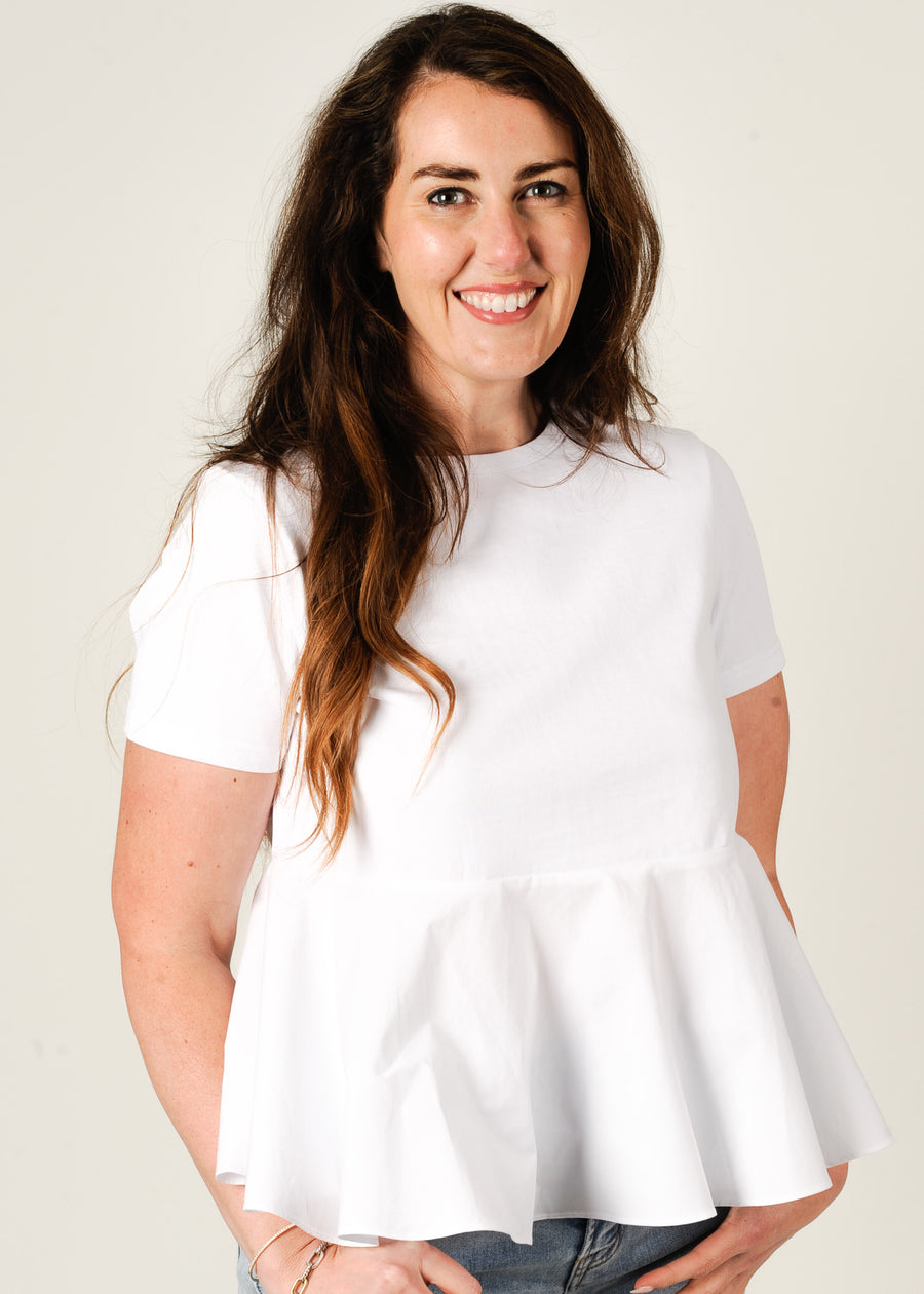 Modern Contrast Peplum Blouse