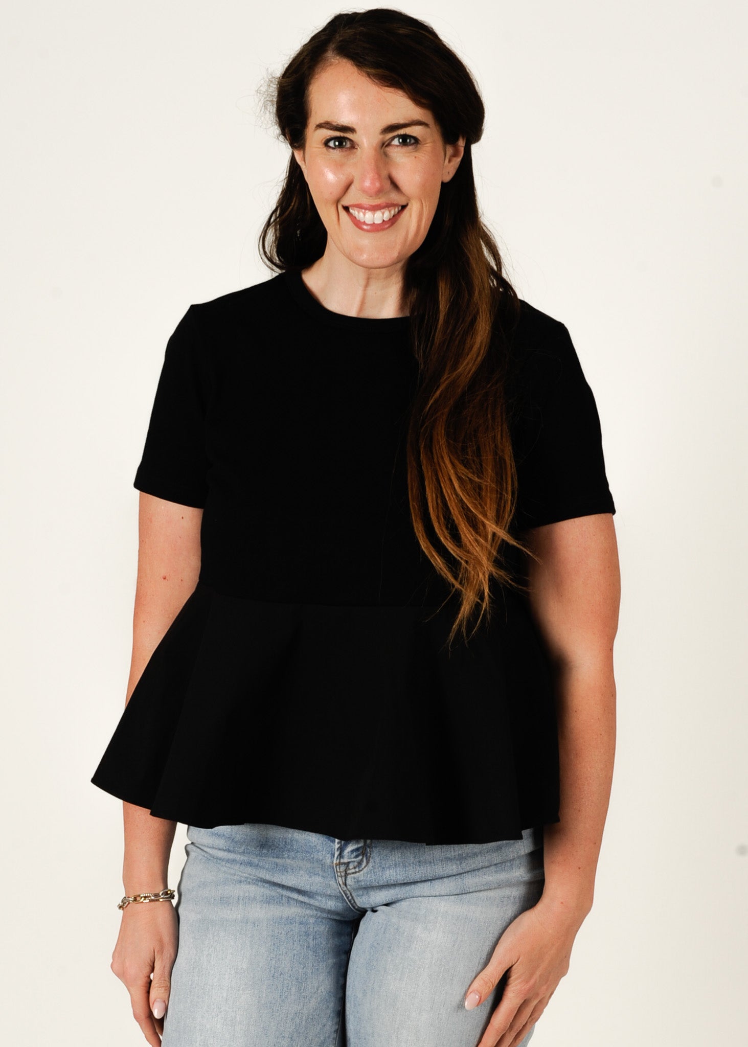 Modern Contrast Peplum Blouse