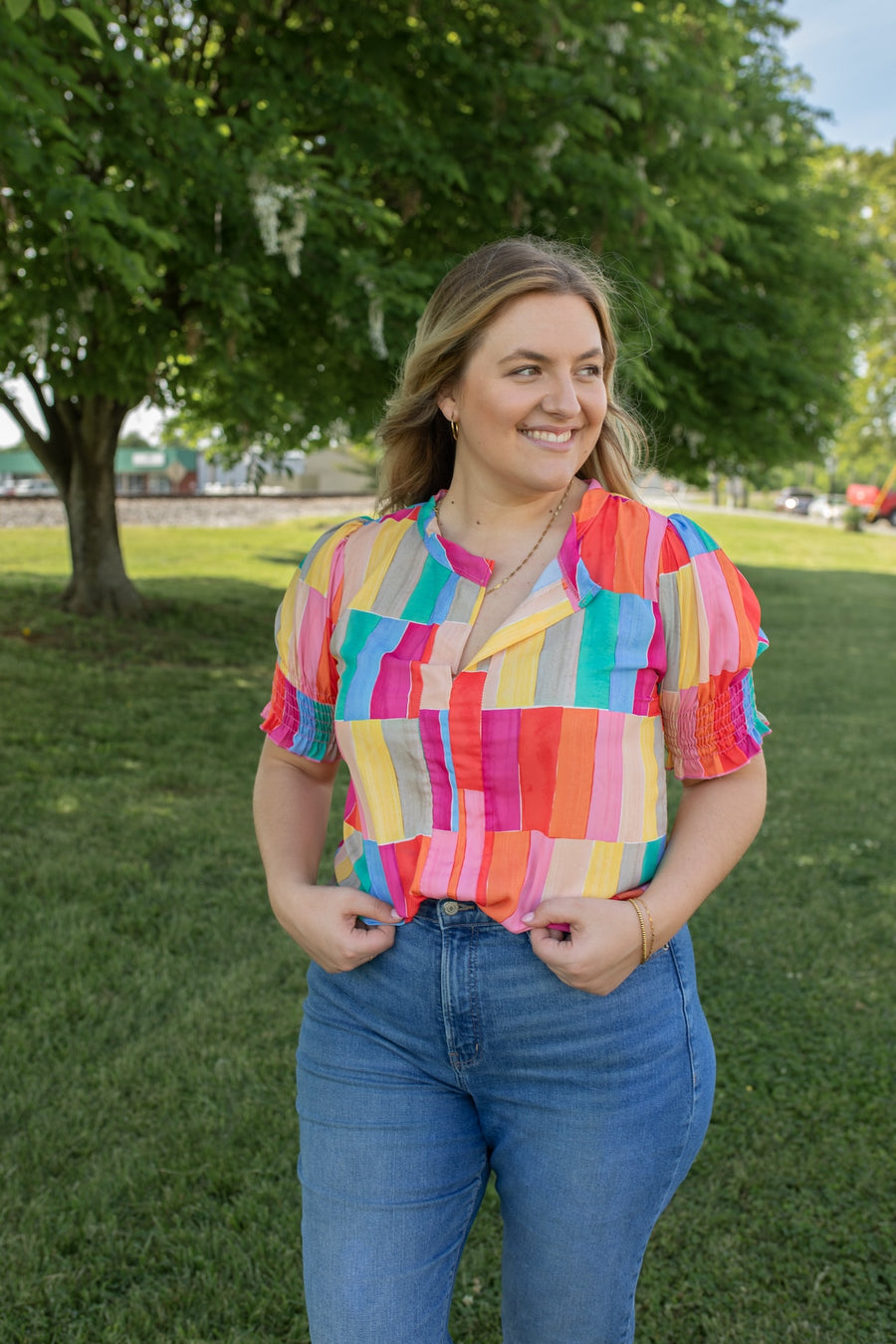 We Love Dolly Color Block Blouse