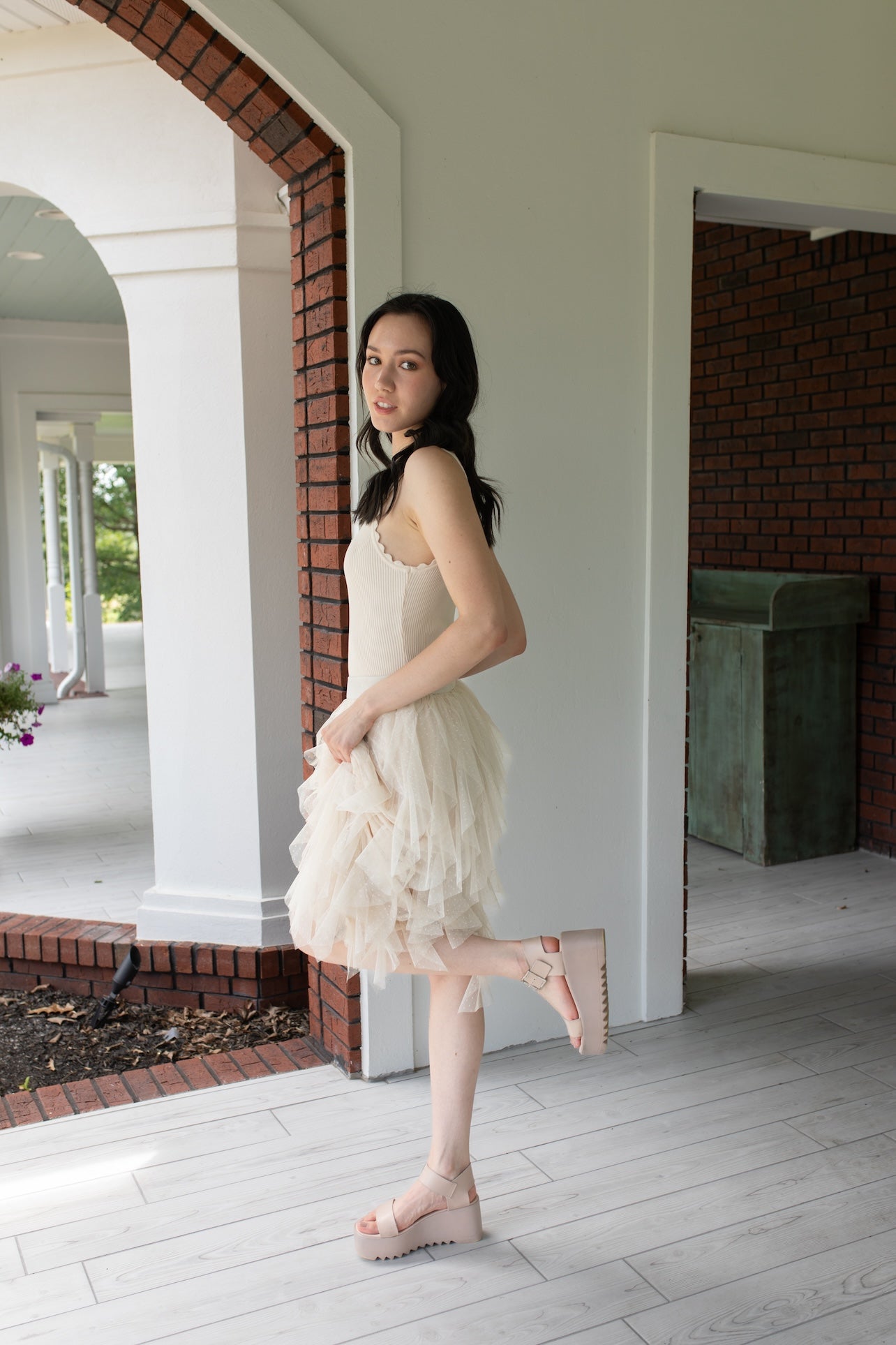 Whimsical Dreams Ruffle Tulle Midi Skirt