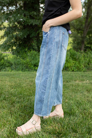 Wide Leg Barrel Medium Wash Denim Jeans